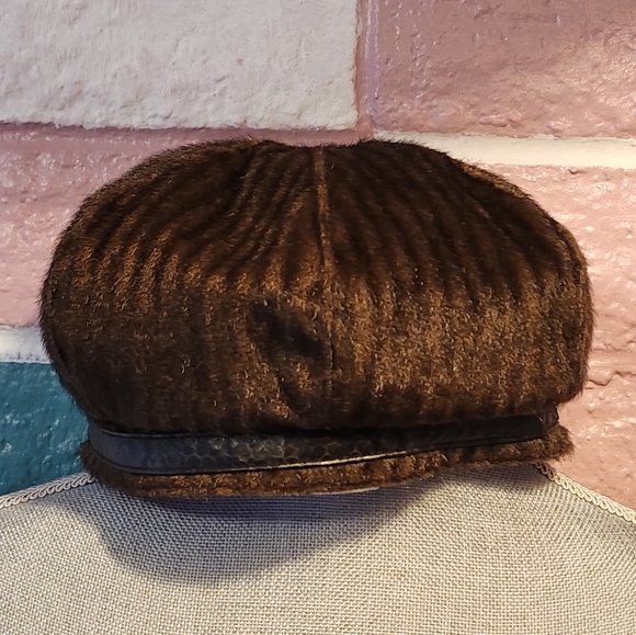 Chic Brown Faux Fur Bucket Hat with Black Band - Picture 6 of 11